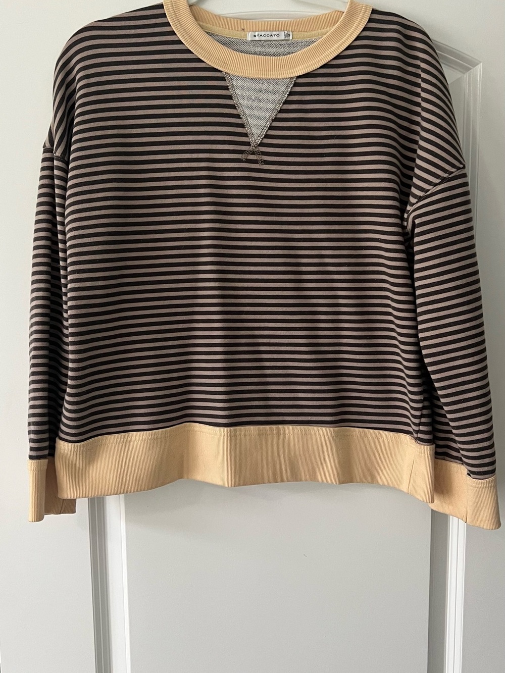Staccato Brown & Beige Striped Crewneck